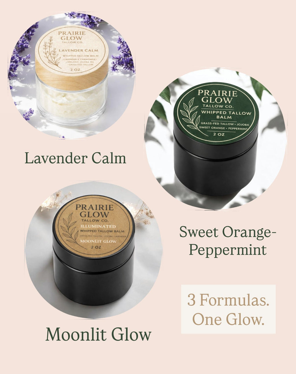 ✨Prairie Glow Whipped Tallow Balm Trio – 3 Pack (Grass-Fed Skincare Set)