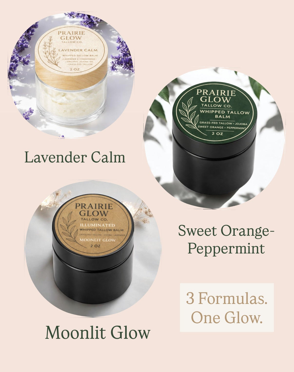 ✨Prairie Glow Whipped Tallow Balm Trio – 3 Pack (Grass-Fed Skincare Set)